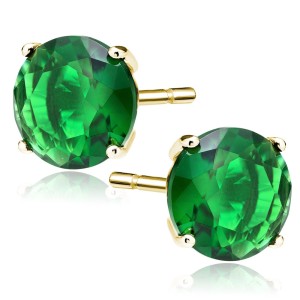Cercei argint placati cu aur galben cu pietre verzi 10mm DiAmanti 2CO10EG_G-DIA (Argint 925‰ 3,5 g.)